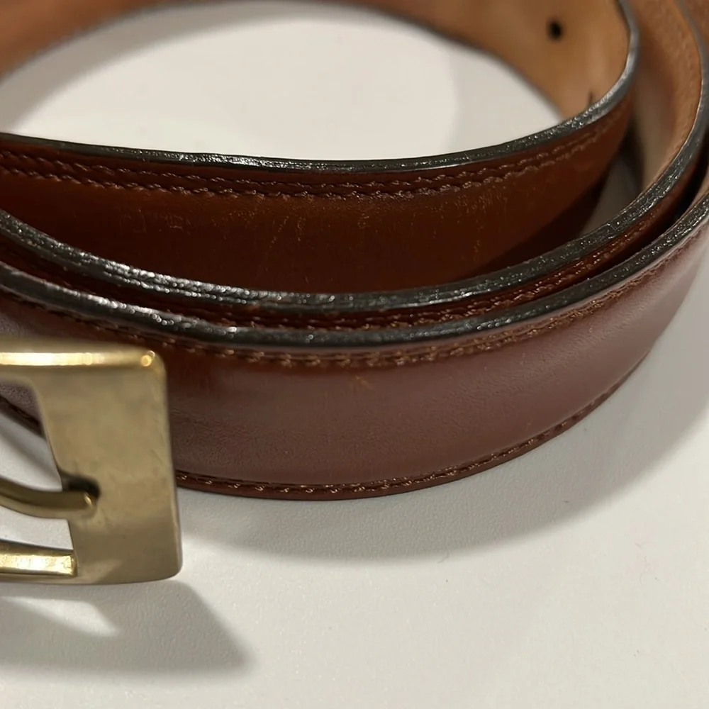 Vintage Italian leather‎ belt - 40, brass hardware